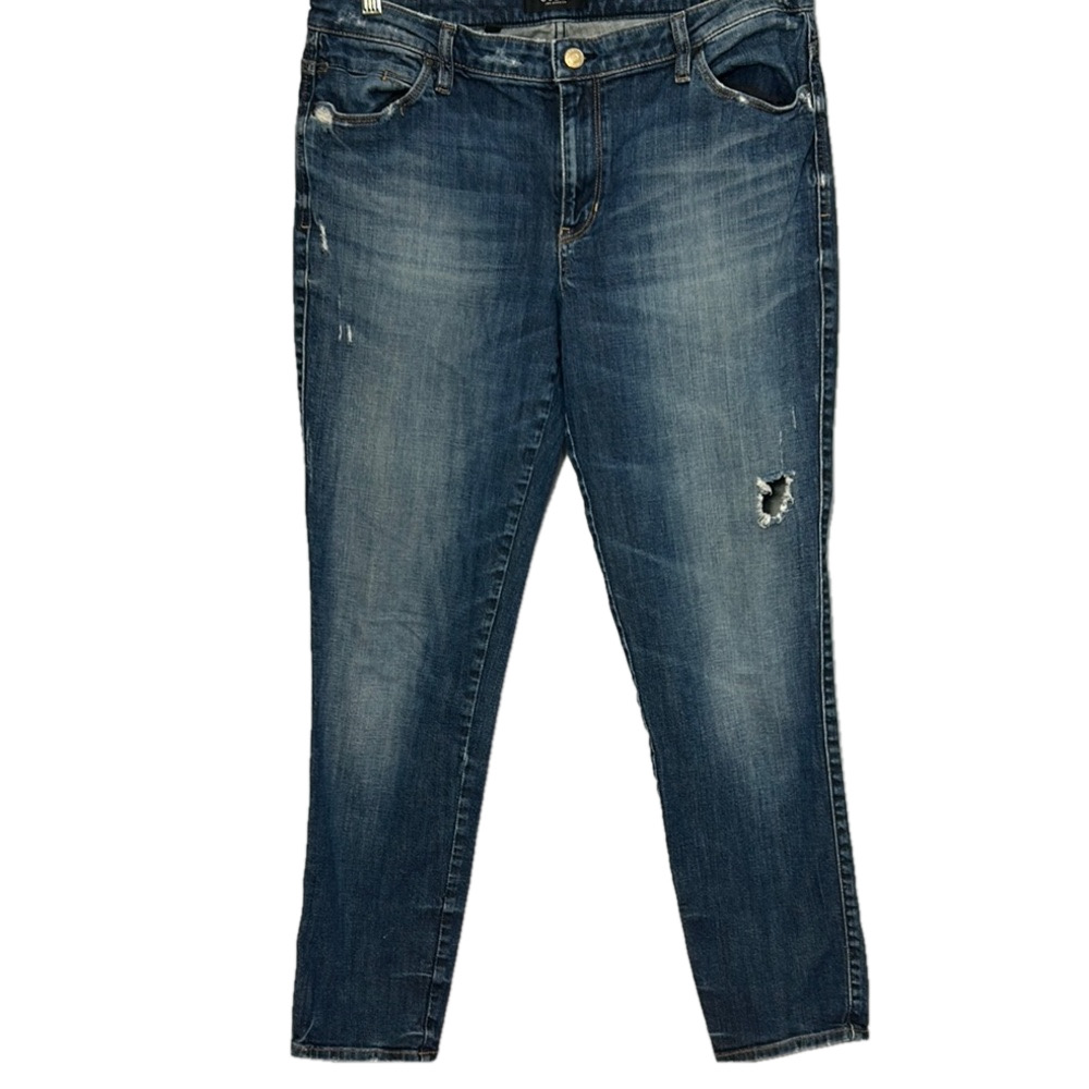 Guess Blue Skinny Sexy Curve Jeans with Vintage Distressing